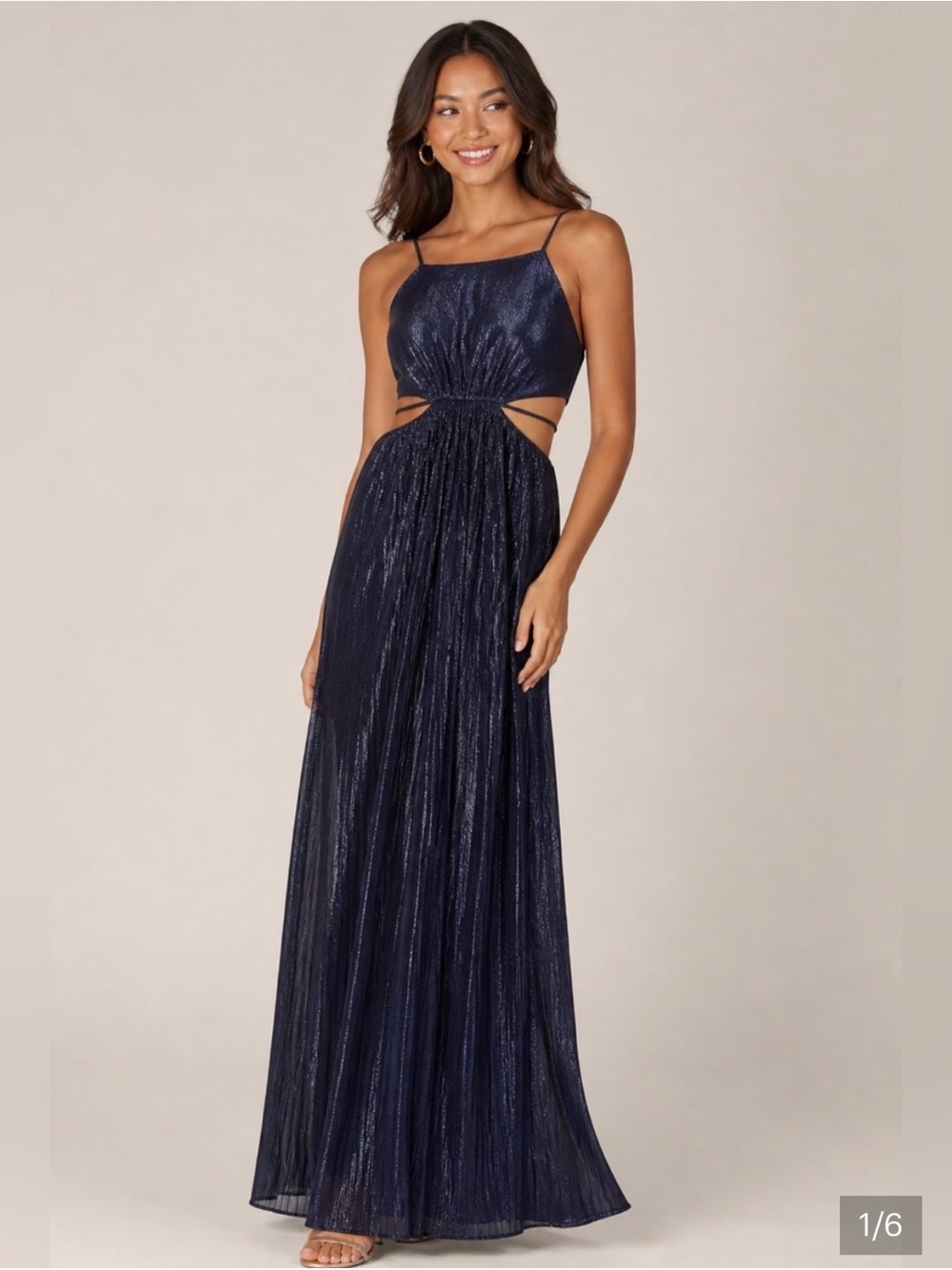 MSRP $648 Simkhai Daisy Navy Metallic Cutout Evening Gown size 2